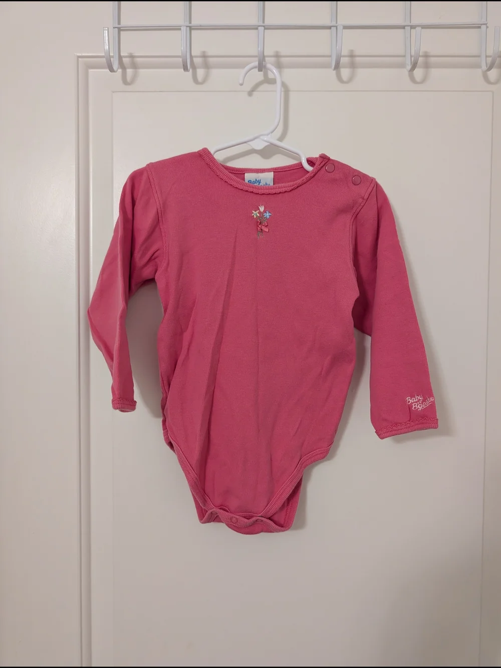 Vintage‎ Baby OshKosh B'gosh Pink Long Sleeve Bodysuit With Flower Embroidery